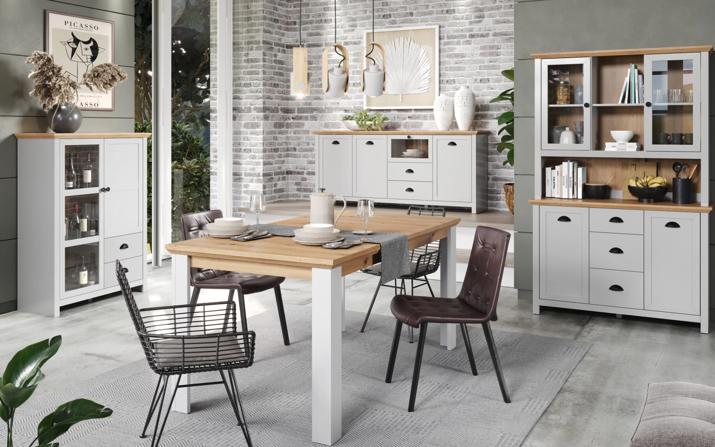 Buffetaufsatz Landside, Lichtgrau Melamin, Artisan Eiche Nachbildung 4 Buffetaufsatz Landside, Lichtgrau Melamin, Artisan Eiche Nachbildung – Bild 4