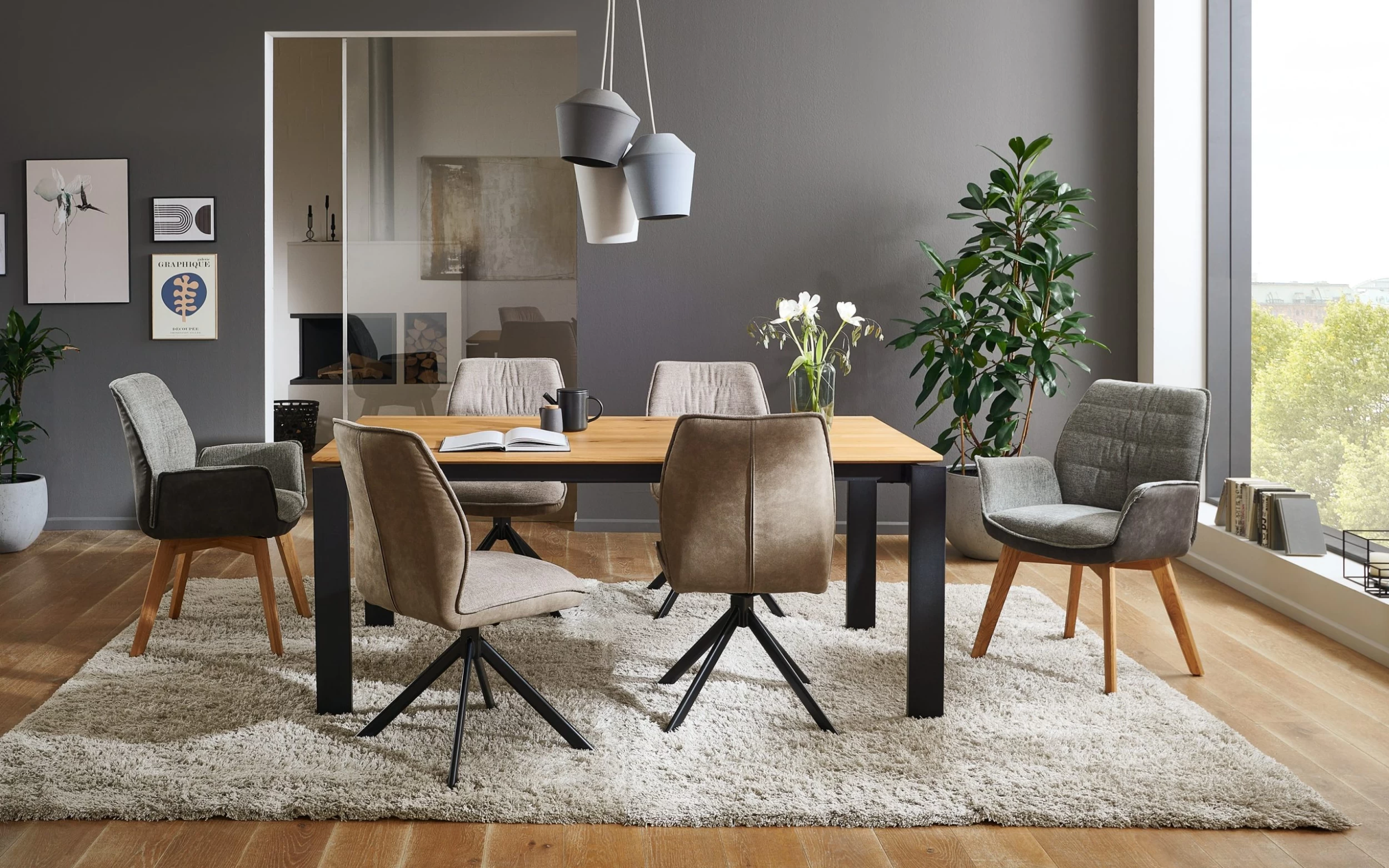 Esstisch Monaco, Eiche Echtholzfurnier, Butterfly-Falteinlage 2 Esstisch Monaco, Eiche Echtholzfurnier, Butterfly-Falteinlage – Bild 2