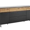 Sideboard Cesena, Schwarzgrau Lackiert, Wildeiche Geölt Massiv