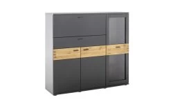 Highboard Cesena, Wildeiche, Schwarzgrau
