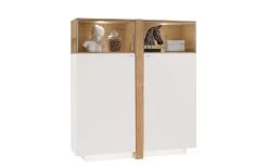 Highboard Albero, Lack Weiß Matt / Santanaeiche Hell Geölt