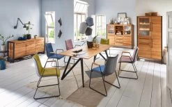 Essgruppe 3013 In Charakter-Eiche Massiv, Mit 6 Bunten Stühlen