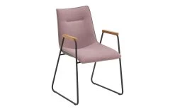 Armlehnstuhl 8912 In Aubergine, Mit Schwarzem Kufengestell Aus Eisen