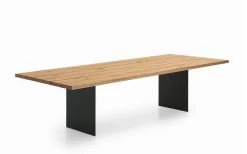 Esstisch ET244 In Eiche Furniert, Mit Metallgestell In Matt Schwarz