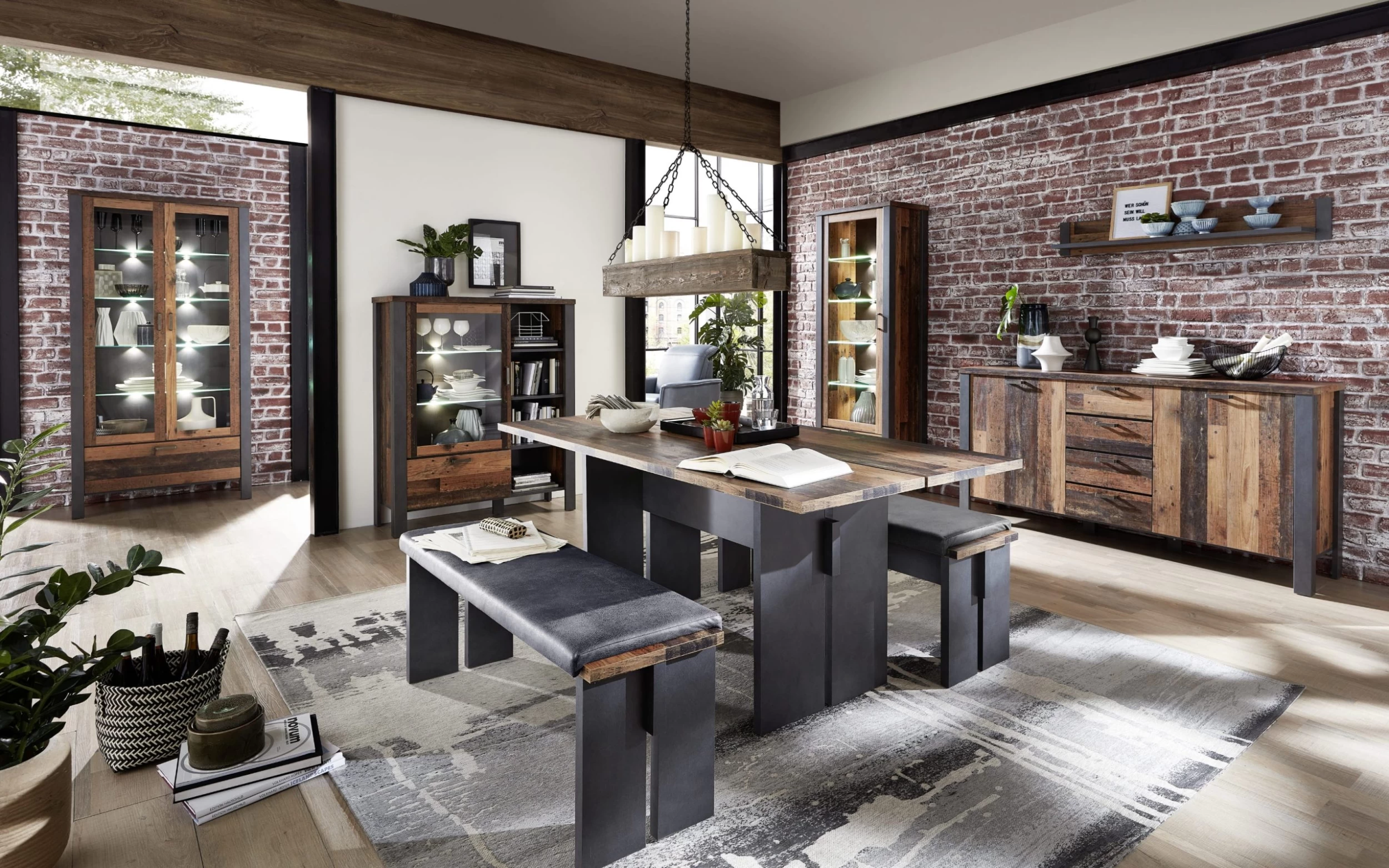 Bank Cardiff In Used Style Dark / Matera-Nachbildung, Mit Sitzkissen 2 Bank Cardiff In Used Style Dark / Matera-Nachbildung, Mit Sitzkissen – Bild 2