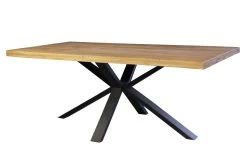 Esstisch 2310 Aus Eiche Massiv, Geölt, Gestell Aus Metall