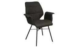 Armlehnstuhl Canvas In Graniet / Middengrijs Mit 4-Fuß Gestell