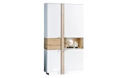 Vitrine Albero, Lack Weiß Matt/Santanaeiche Geölt