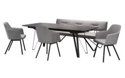 MONDO Essgruppe Calimera In Marmara Marmor Nachbildung, Metallgestell In Schwarz Pulverbeschichtet