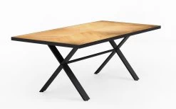 Essgruppe Malika In Charakter Eiche Massiv / X-Gestell In Schwarz -Boutique-Restaurantmöbelgeschäft 660745