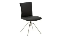 Vierfuß-Drehstuhl Helmond In Leder Nero, Inklusive Dreh & Rückholfunktion