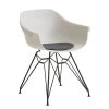 Sessel Tulip In Weiß, Mit Schwarzem Eifelturm-Gestell Aus Eisen
