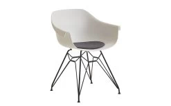 Sessel Tulip In Weiß, Mit Schwarzem Eifelturm-Gestell Aus Eisen