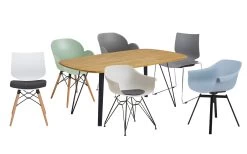 Essgruppe Tulip / NYC Sushi / Tula / Göteborg In Charakter Eiche Geölt Massiv Mit Bunten Stühlen