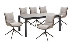 Essgruppe Kitami / Almarez In Keramik Mit Sicherheitsglas In Schwarz Lackiert