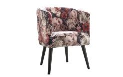 Diningsessel Betty In Rosenmuster, Massivholzfüße In Schwarz