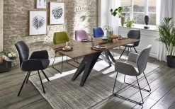 Essgruppe Atiste In Balkeneiche Massiv, Mit Bunten Stühlen