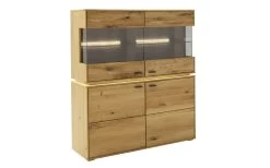 Highboard Como In Wildeiche Massiv Geölt, Inklusive LED-Beleuchtung