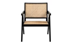 Designsessel Kammy S Aus Rattan In Beige Und Gummiholzrahmen In Schwarz -Boutique-Restaurantmöbelgeschäft 893744