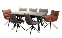 Essgruppe Erso In Anthrazit, Mit Tischplatte Aus Glas