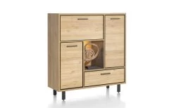 Highboard Ostrava, Eiche Natural Vintage, Inkl. LED-Beleuchtung
