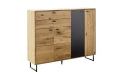 Highboard Arezzo, Anthrazit, Wildeiche Geölt Massiv