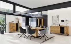 Highboard Arezzo, Anthrazit, Wildeiche Geölt Massiv -Boutique-Restaurantmöbelgeschäft 978238